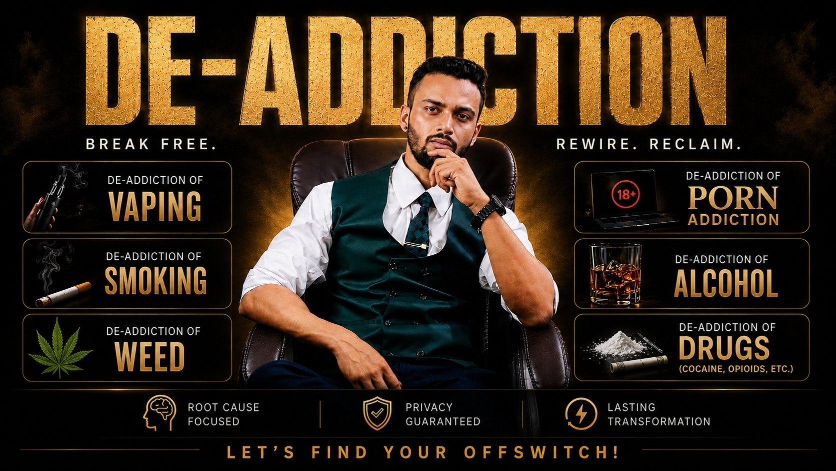 De-Addiction programme cover: break free, rewire, reclaim