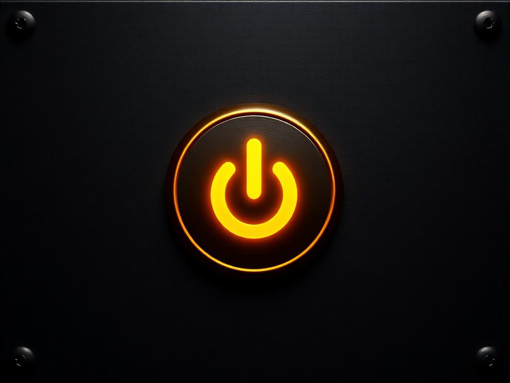 Illuminated power symbol on a dark panel